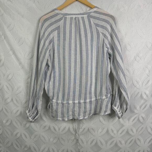 Rails Marti Cayman Striped Linen Blue White Blouse Size S - Picture 6 of 13